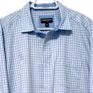 Johnston‎ & Murphy Long Sleeve Button Up Dress Shirt Blue Size XXL